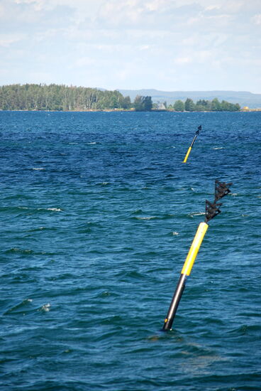 Kardinalzeichen Nord und Süd, die Untiefe liegt dazwischen