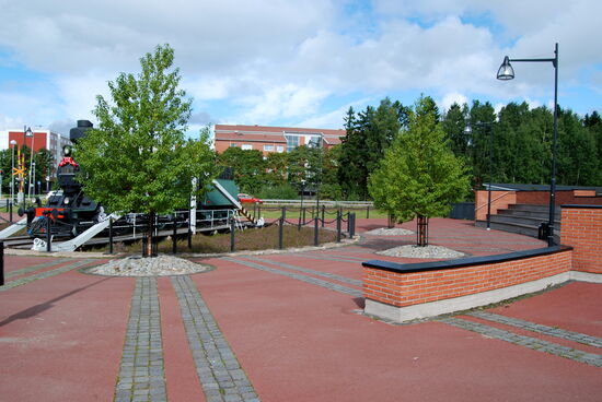 die Schienen waren durch die Pflasterung angedeutet