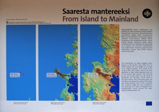 Informationstafel zeigt die Auswirkungen der Landhebung