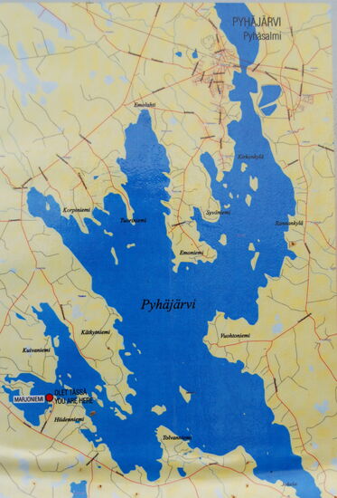 an dem der Campingplats lag, roter Punkt