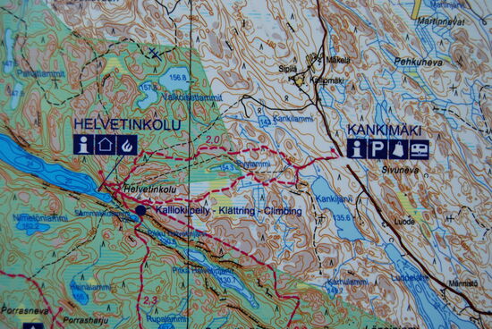 Kartenausschnitt unserer Wanderroute auf der Informationstafel