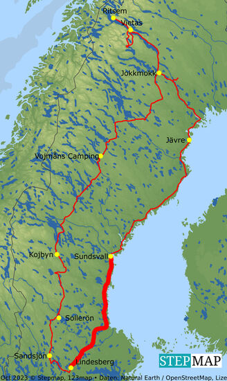 Erste Etappe Lindesberg-Sundsvall