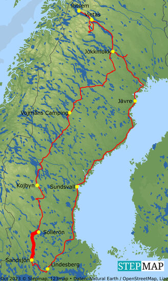 die vorletzte Etappe nach Sandsjön