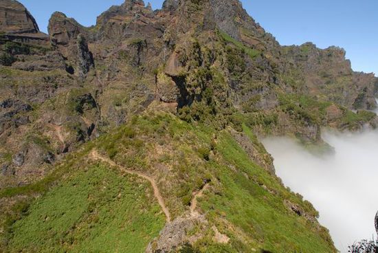 Die "Kreuzung" li der normale Weg re über den Pico Torres (unserer)