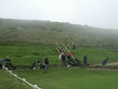 Golfer im Nebel