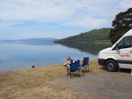 Campingplatz am Lake Taupo. Später wurde es hier aber noch voller