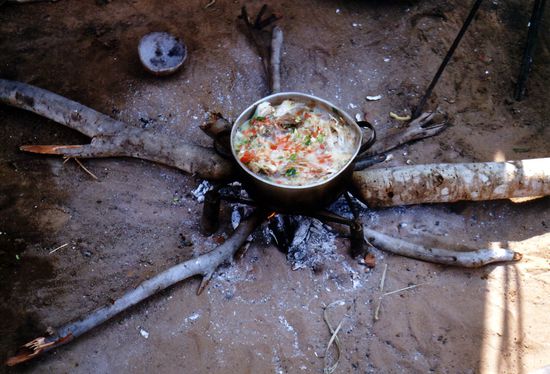 Feuerstelle eines Marktimbisses