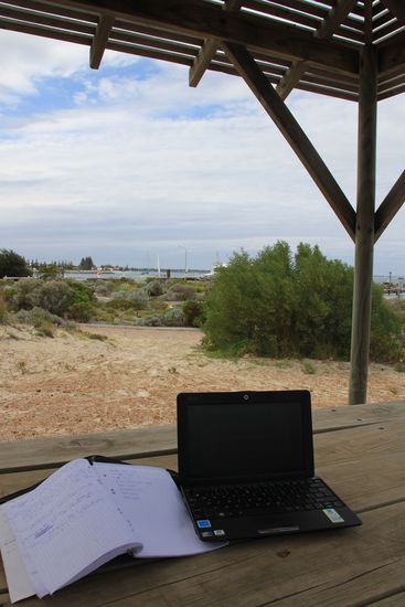 Unser Büro in Esperance: ein Pavillon am Hafen...