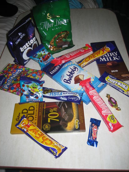 Unsere "Ausbeute" nach der Führung. Zugegeben: Nicht alles haben wir geschenkt bekommen 