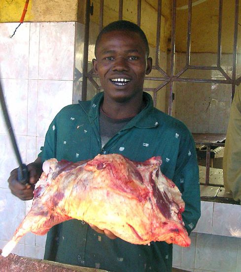Der Metzger auf dem Markt im südlichen Koutiala - er war sehr stolz, dass ich ihn fotografierte!