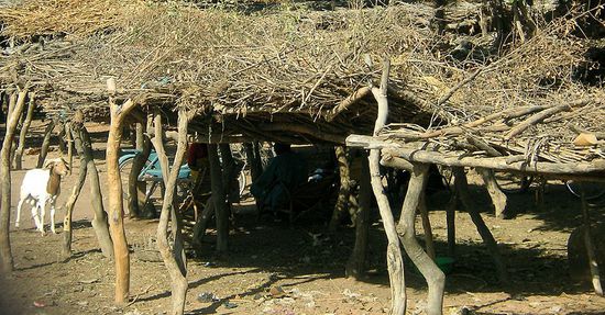 Leere Marktstände, sie bleiben so, bis zum nächsten Markt. Irgendwo in einem Dorf auf dem Lande...