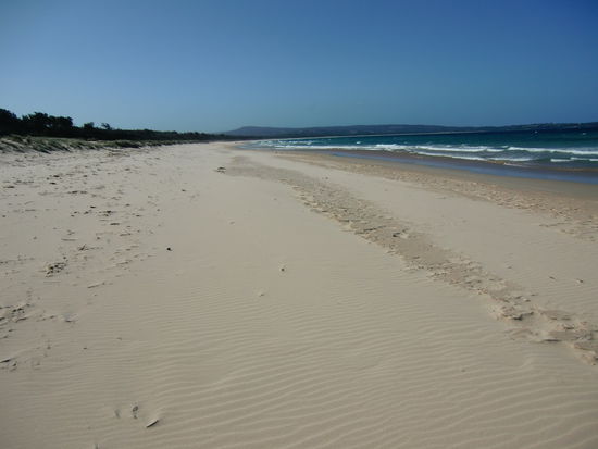 Beim ausgedehnten Spaziergang am fast menschenleeren Strand bekamen wir beide einen leichten Sonnenbrand.