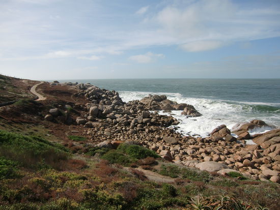 Der Strand bei Port Elliot ist steinig. Man findet aber auch sehr schoene geschuetzte Badebuchten.