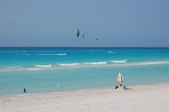 Der Wind war günstig zum Kitesurfen.