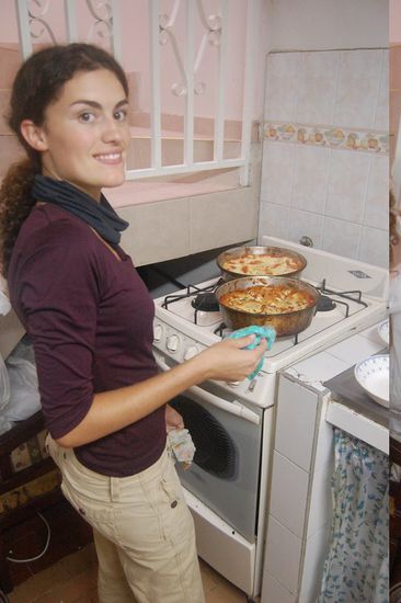 An einem Abend haben Mimi und ich Lasagne für die ganze Familie gemacht - ist gut angekommen... 