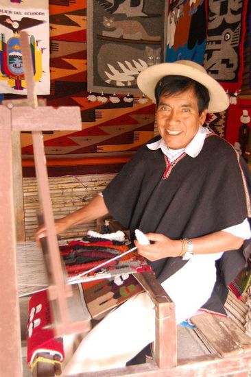 Indianerhandwerk am Webstuhl, 2 Tage fuer eine Decke!