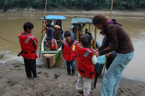 Wir machen eine Klopause für die ca. 30 Kinder