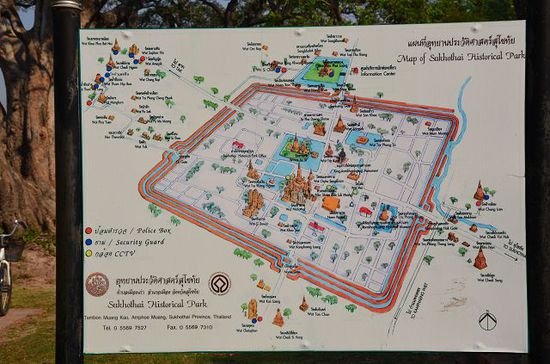 Karte vom Historical Park in Sukothai