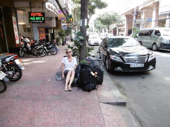 ...in Saigon kleiner Stop auf dem Weg zum Bus....