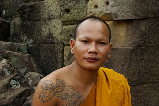 Einer der beiden Mönche...mit tollem Bamboo Tattoo