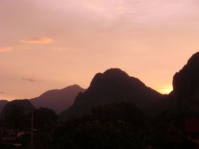 Der abendliche Ausblick von unserem Balkon