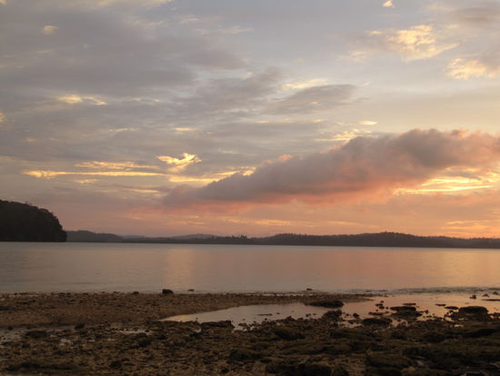 Sonnenuntergang auf Long Island, rechts nicht im Bild, die Krokodilfraktion, paradisisch...