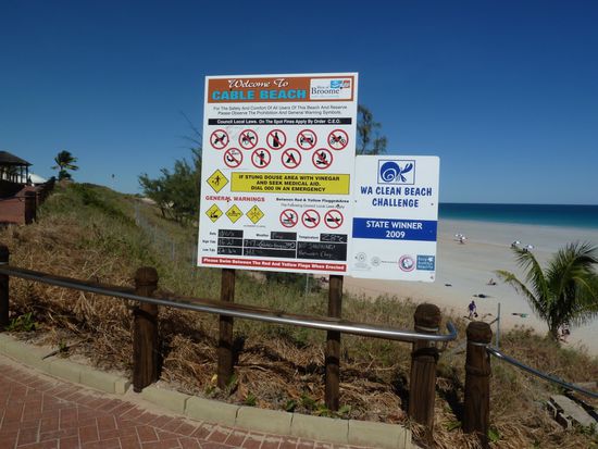 Solche Tafeln gibt's in Broome.
