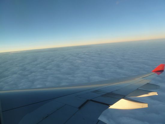 Morgenstimmung beim Anflug auf Hong Kong