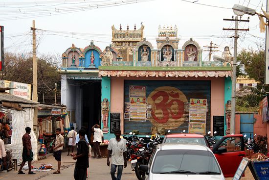 Der zentrale Tempel von Kanjakumari ist größer als es hier den Anschein hat.