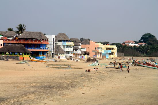 Strandrestaurants vom Strandtempel aus
