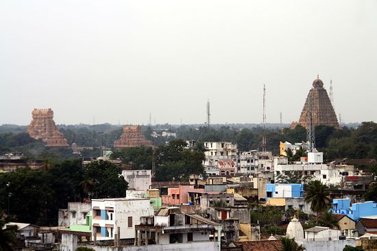 Blick auf den Brihadeshvara Tempel