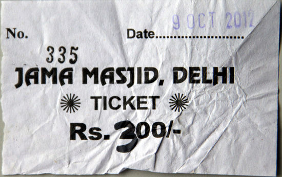 "Eintrittskarte" Jama Masjid"