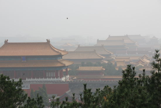 Blick auf die verbotene Stadt. Die Gebäude sind die Hauptgebäude und bilden die Mittelachse der Anlage.