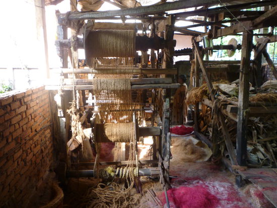 Familienbetrieb zum Herstellen von Kokosmatten in Alleppey