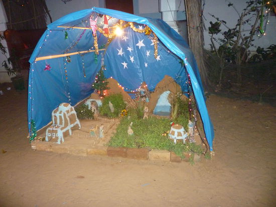 Weihnachtskrippe auf indisch in Goa.