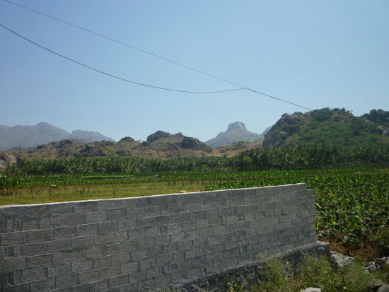 In der Ferne begleiten uns die Ausläufer der Westerngaths und in der Ebene Bananenplantagen.