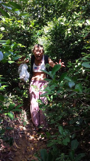 Der weg führt auf schmalen Pfaden durch teilweise dicht bewachsene Hänge.