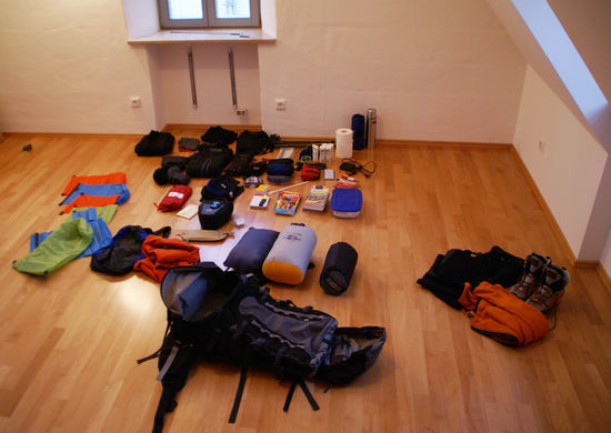 Nach dem verpacken von Daunensachen und Isomatte wars dann schon etwas übersichtlicher.