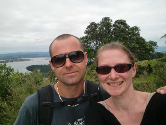 Das war oben auf dem Berg (Mt Maunganui)
Und ich gucke nur so doof, weil ich vom Aufstieg noch etwas mitgenommen bin...