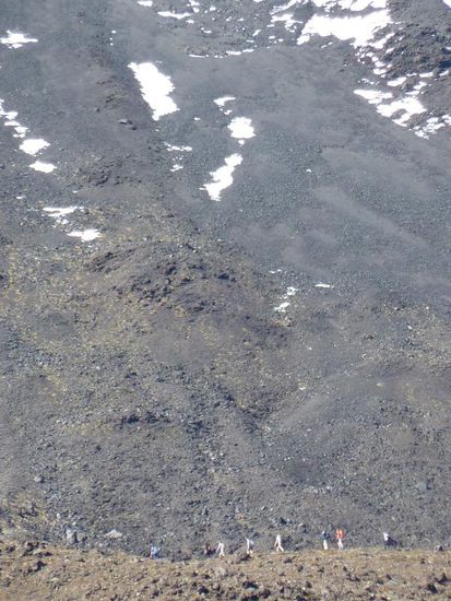 Wanderer, die schon etwas weiter oben sind. (Aufnahme mit Maximalzoom)