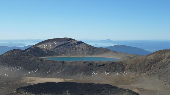 Ausblick von oben zum Blue Lake