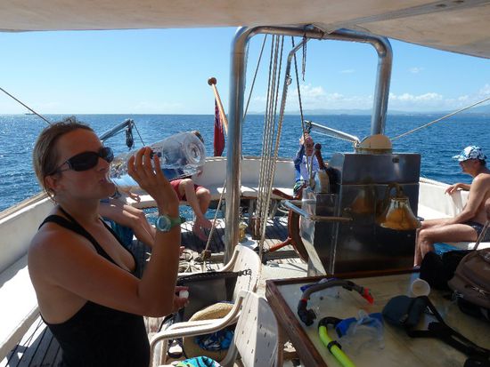 Nach getaner Arbeit erstmal ne kurze Paus an Deck.