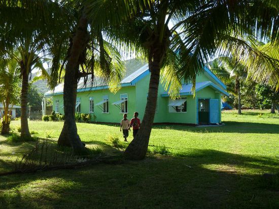 Letzter Blick aufs Dorf: die methodistische Kirche.