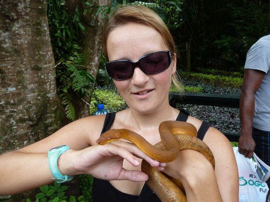 Ist ein total krasses Gefühl, wenn sich die Schlange auf einem bewegt. Da wurden die Bilder aus dem Biobuch mal Wirklichkeit.