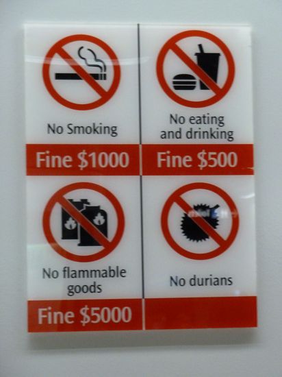 Ganz wichtig und natürlich verboten: KEINE STINKFRÜCHTE in der Bahn!!!