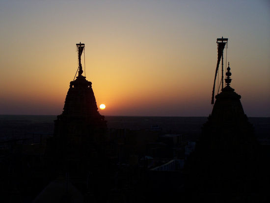 Jaisalmer: Sonnenunterganbg auf unserer Hotelterrasse