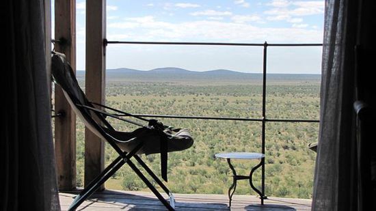 Blick aus unserem Chalet über die Savanne...