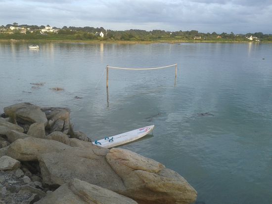 Aussicht vom Wohnwagen bei Flut