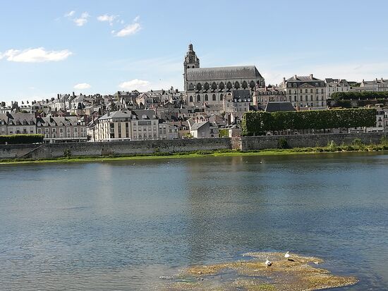 Blick über die Loire auf die Altstadt von Blois