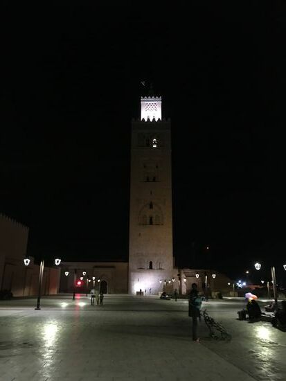 Koutoubia–Moschee bei Nacht